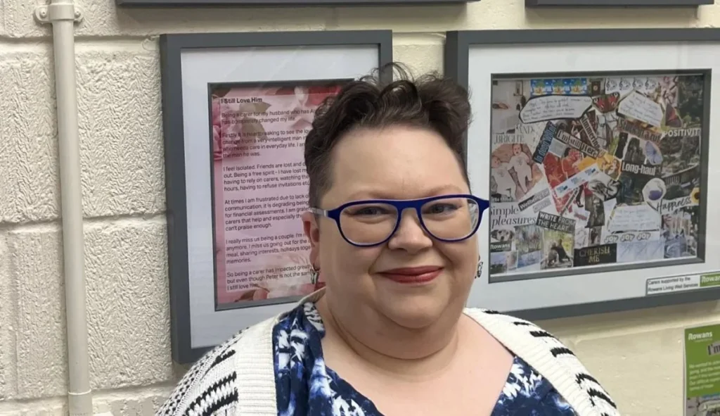 Paula with her framed artwork