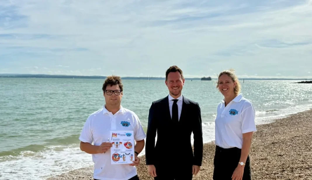 Portsmouth MP Stephen Morgan with Olympic swimming champion Katy Sexton MBE