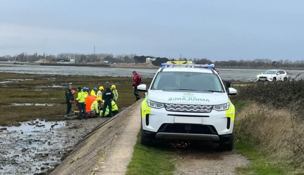 Rescued man fallen marshland Portsmouth
